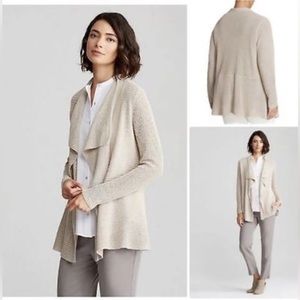 NWT Eileen Fisher Organic Linen Drape Front Cardigan Sz L